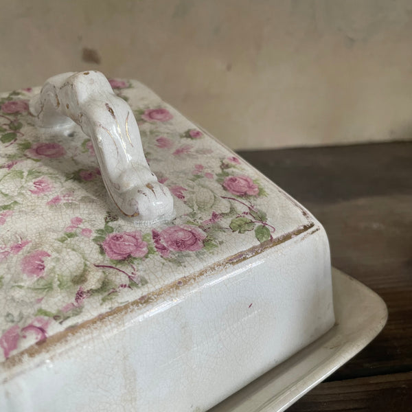 Victorian Cheese Stained Dish with Lid