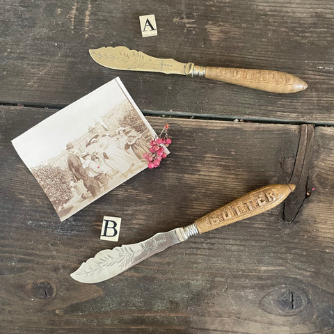 Antique Carved Butter Knives