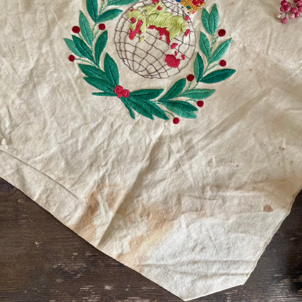 Antique Embroidered Crest on Fabric