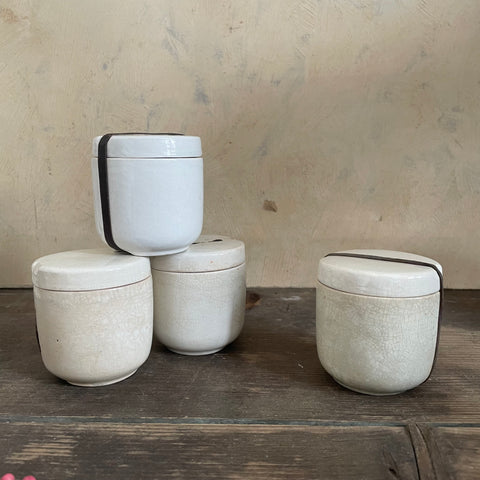 Four Antique Ironstone Picnic Pots