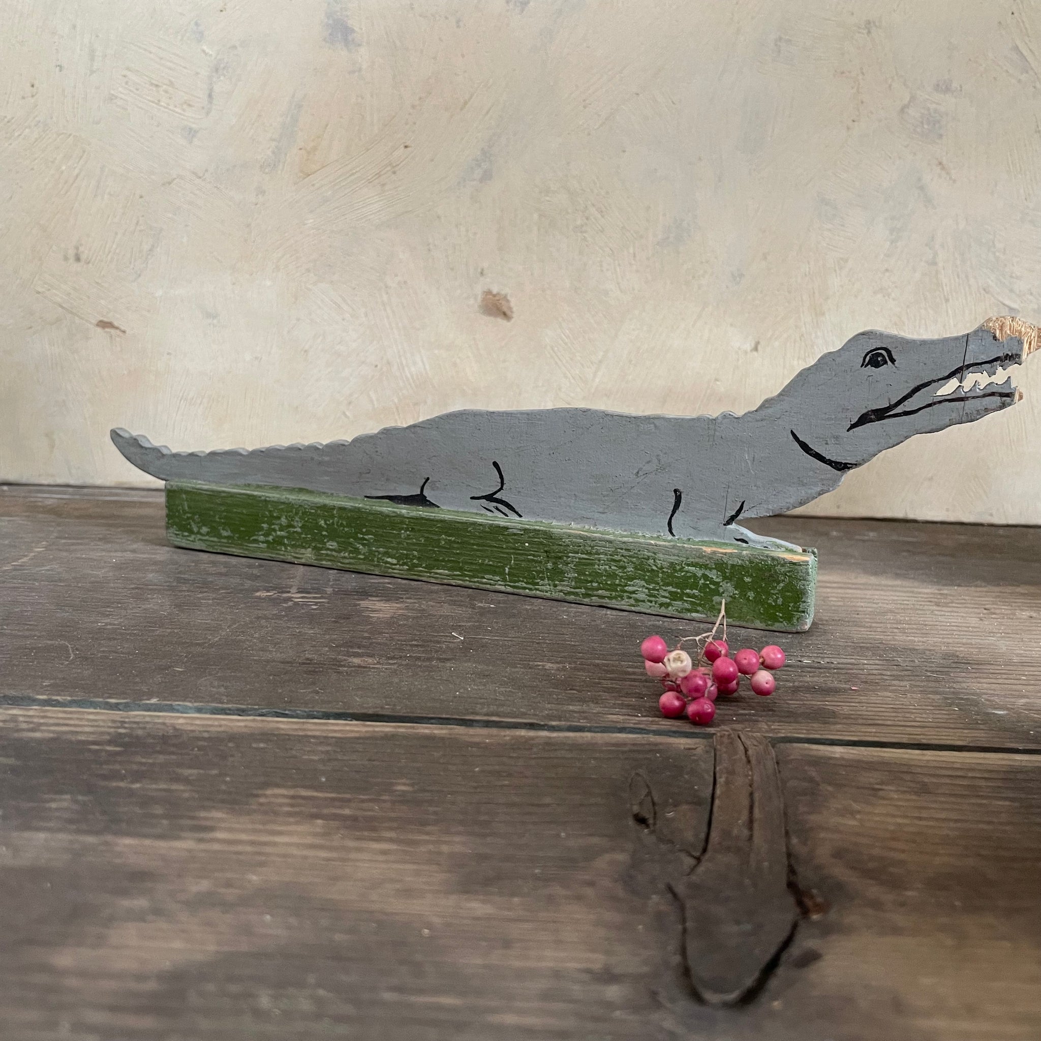 Vintage Wooden Crocodile