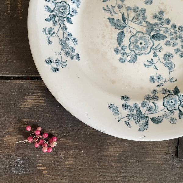 Pretty Blue Floral Transferware Plate