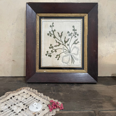 Antique 19th Century Embroidery in a Frame