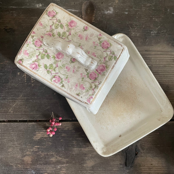 Victorian Cheese Stained Dish with Lid