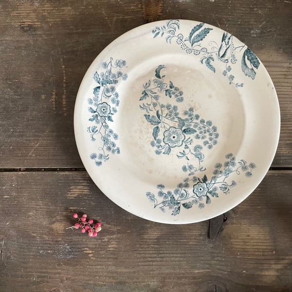 Pretty Blue Floral Transferware Plate