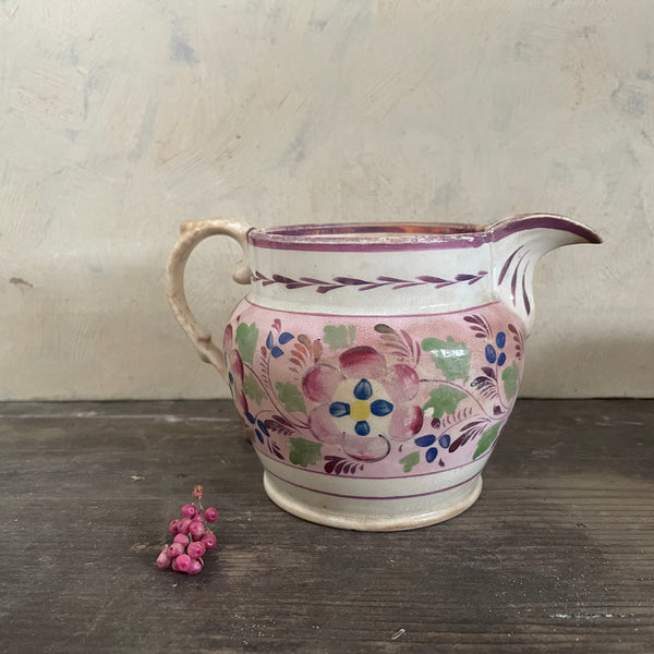 Antique Victorian Floral Crazed Jug