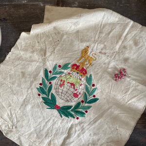 Antique Embroidered Crest on Fabric