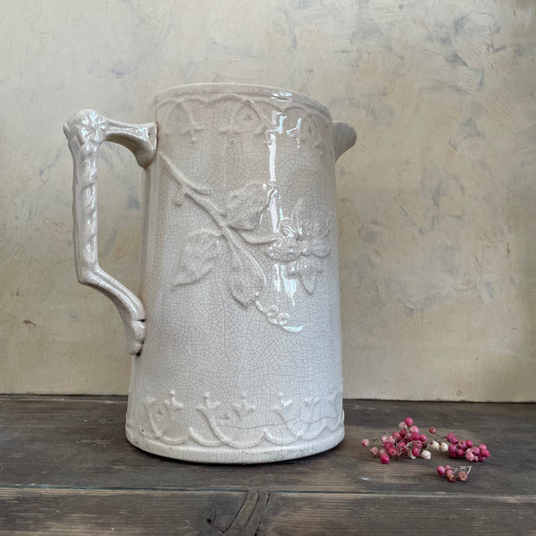 Antique Victorian Floral Crazed Jug