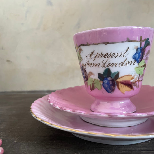 Victorian 'A Present From London' Tea cup & Saucer