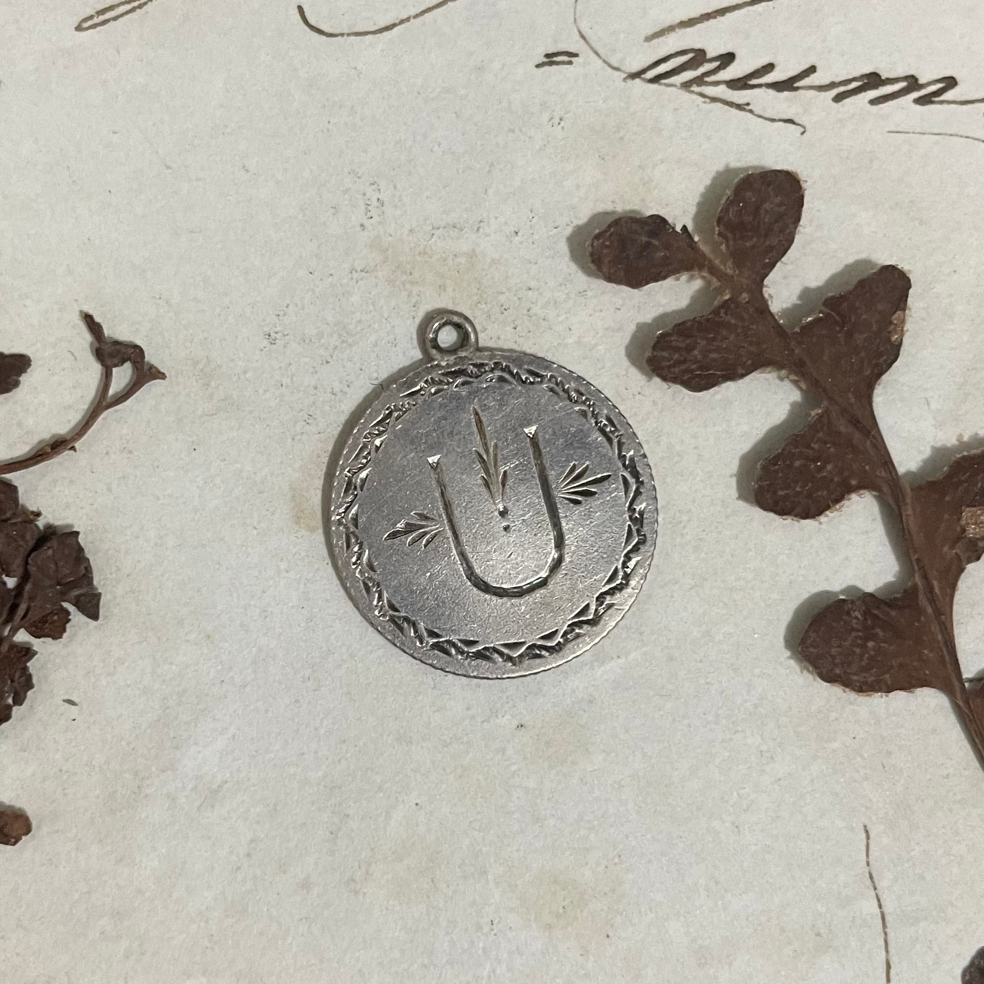 Victorian U initial Love Token Charm