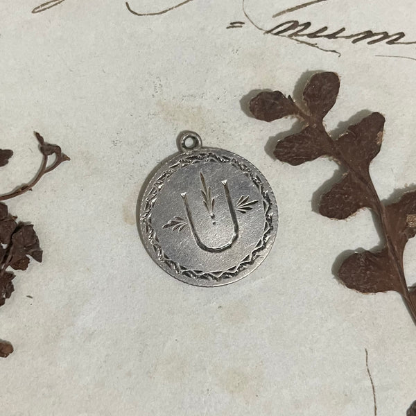 Victorian U initial Love Token Charm