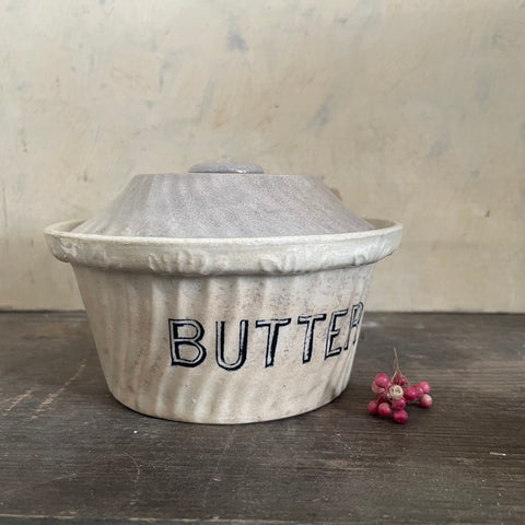 Victorian Butter Stained Dish with Lid