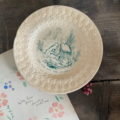 Victorian Child Plate - The Fox and The Stork