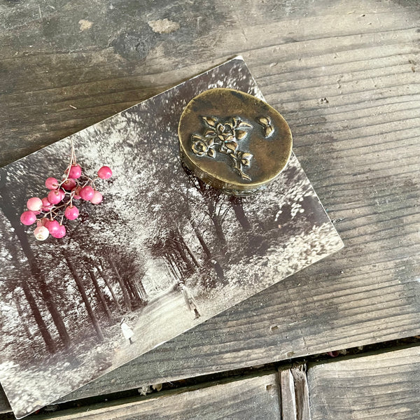 Antique Floral Brass Trinket Pot