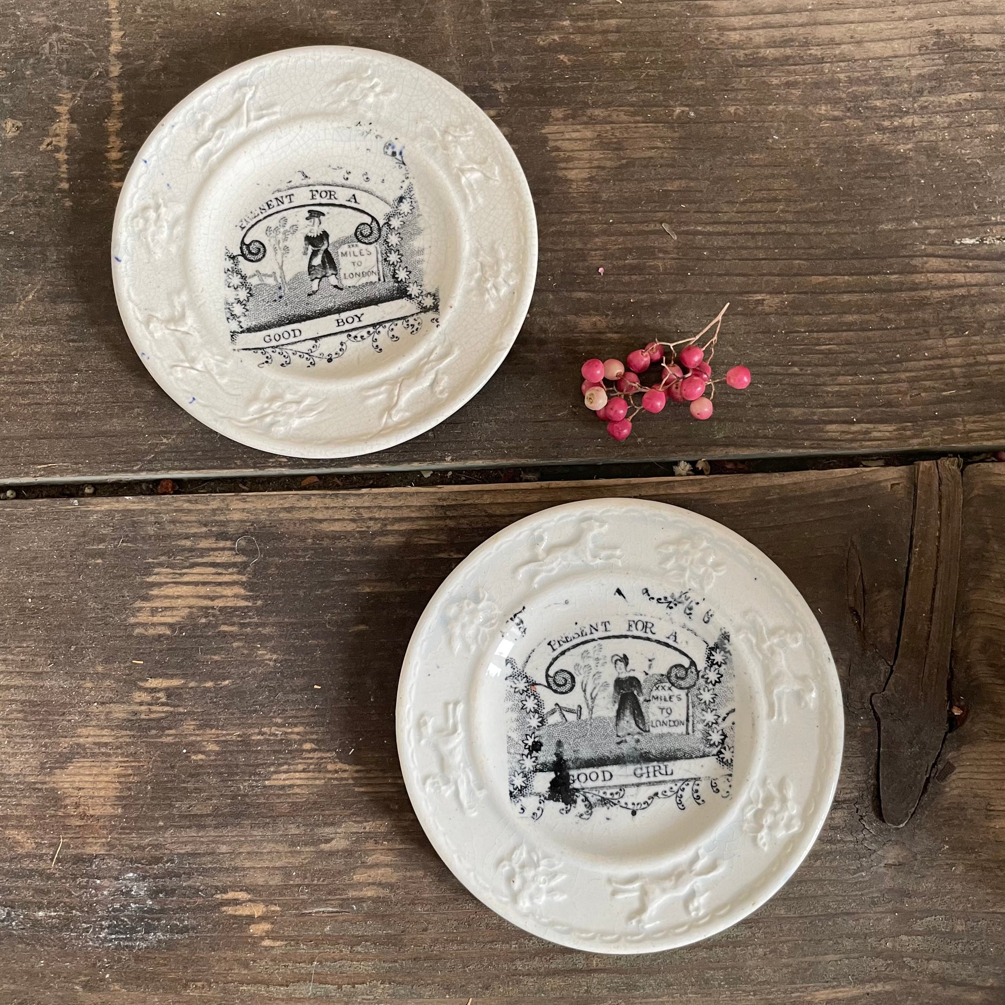 Victorian Good Boy/Girl Child Plates