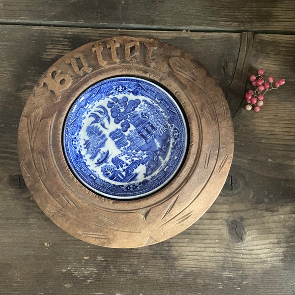 Antique Carved Butter Dish