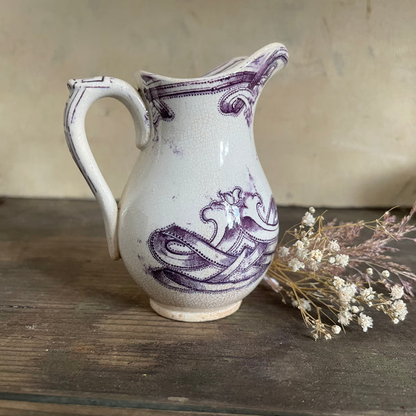 Antique Purple Transferware Jug