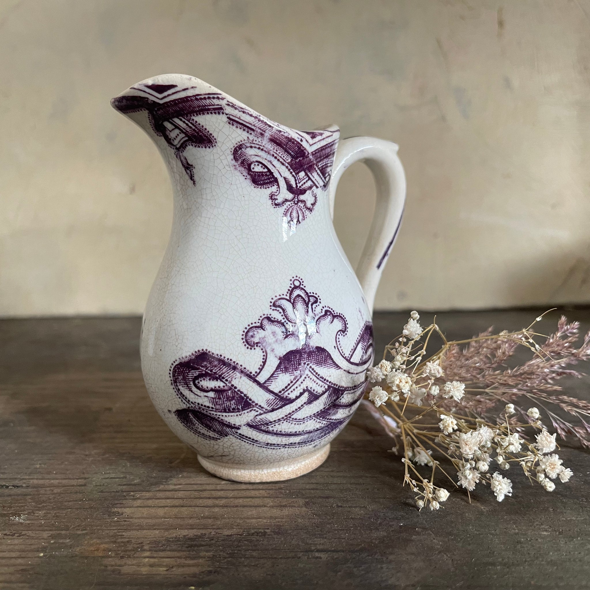 Antique Purple Transferware Jug