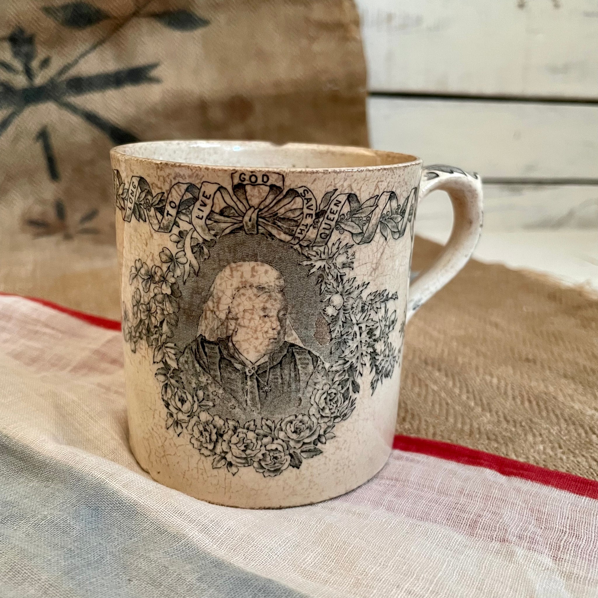 Antique Tea Stained Queen Victoria Mug