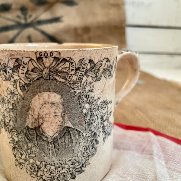 Antique Tea Stained Queen Victoria Mug