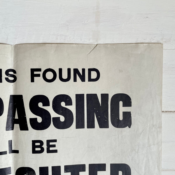 Vintage Trespassing Paper Sign