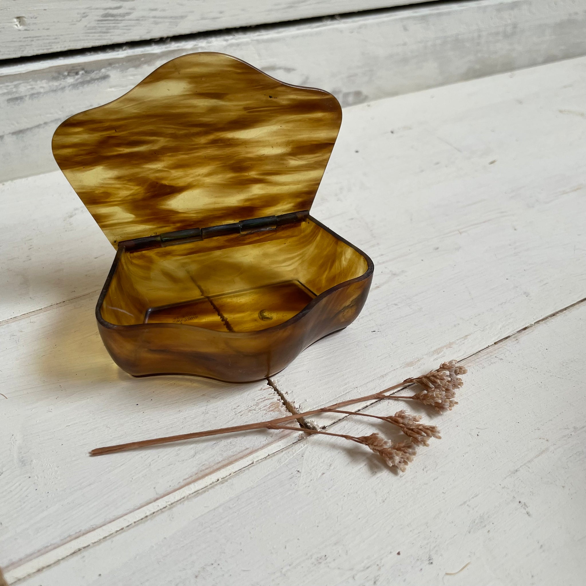 Vintage Faux Tortoise Shell Trinket Box