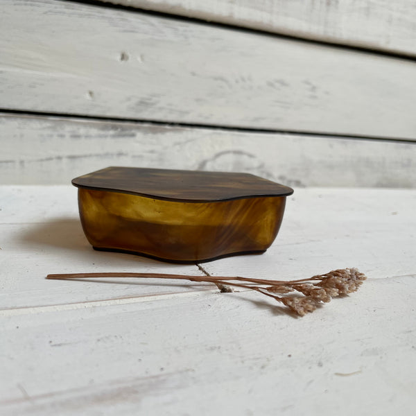 Vintage Faux Tortoise Shell Trinket Box